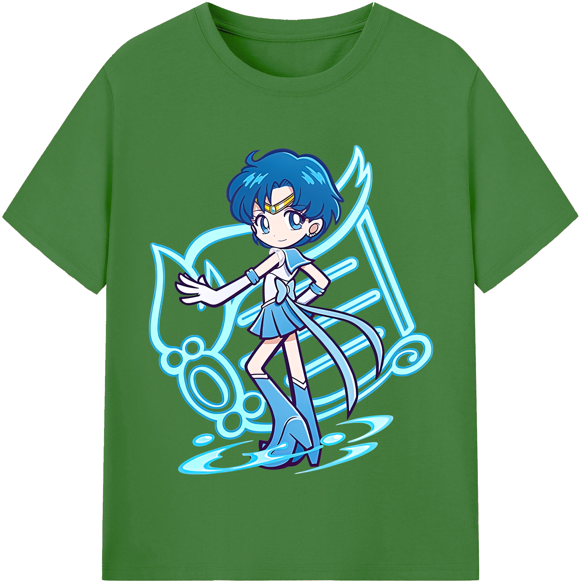 （画像用） 美少女戦士セーラームーン 水野 亜美 みずの あみ Sailor Moon Mizuno Ami レディースカジュアルプリントTシャツ（綿100％）